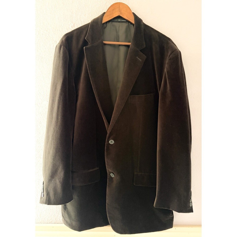 Alfani Mens Brown Velvet Two Button Blazer Jacket XL Sport Coat Preppy Holiday
